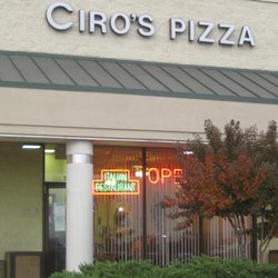 The exterior of Ciro's Pizza restaurant. The sign above the entrance reads 