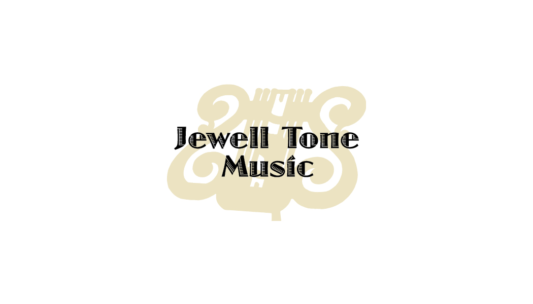 A stylized logo with a cream-colored lyre graphic in the background and the text
