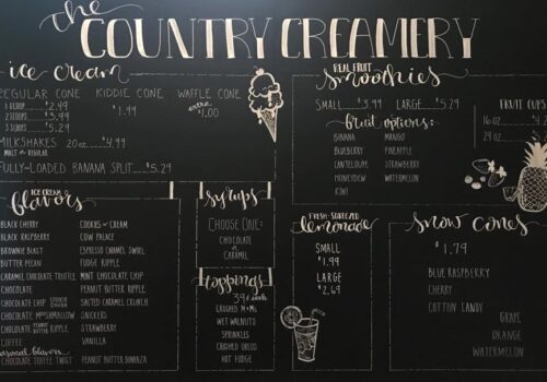 A chalkboard menu for 