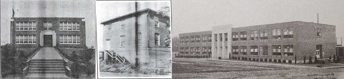 black and white images of school buildings