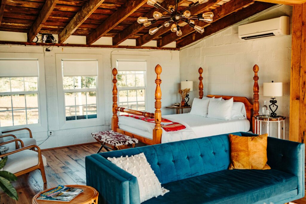 wodden framed bed