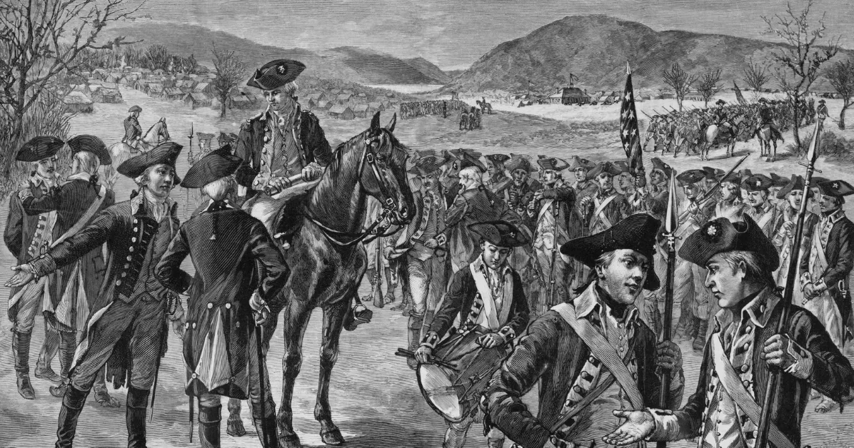 sketch of group up minutemen in a field